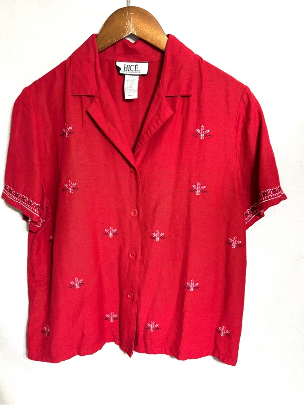 BICE S Embroidered Cactus Short-Sleeve Button Down Shirt